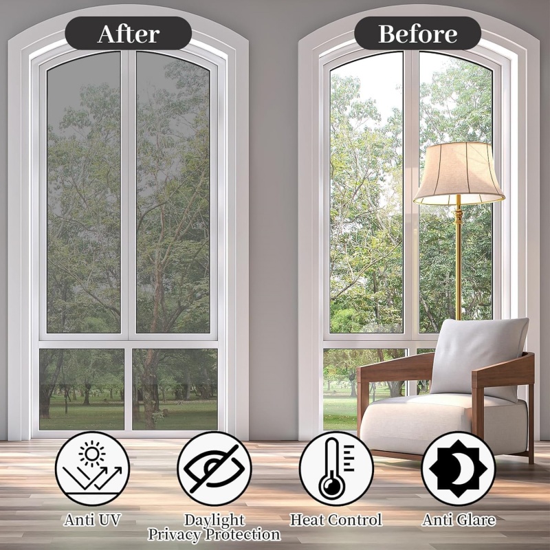 40x100 ซม.One Way กลางวันความเป็นส่วนตัวฟิล์ม Sun Blocking Anti UV สะท้อนแสงควบคุมความร้อน STATIC Cling Window Tint สําหรับ Home และ Office