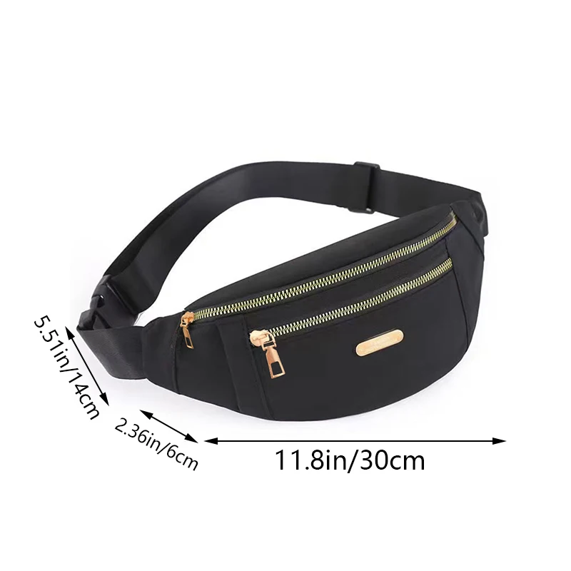 Borsa a tracolla unisex in vita regolabile, borsa a tracolla resistente con tasche e hardware con cerniera, design sportivo casual