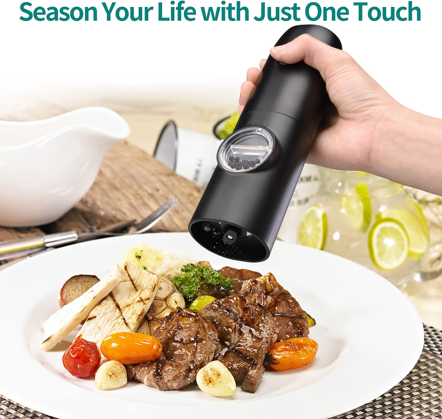 Moedor elétrico recarregável inteligente automático moedor de sal rosa elétrico moedor de pimenta preta