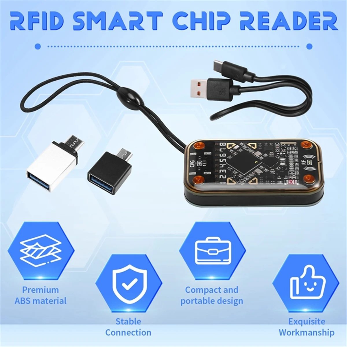 BABQ RFID ชิปสมาร์ท Reader + UID Card และพวงกุญแจ Smartcard Emulator RFID Emulator อ่าน Writer EM125Khz IC 13.56 MHz Badge ถอดรหัส