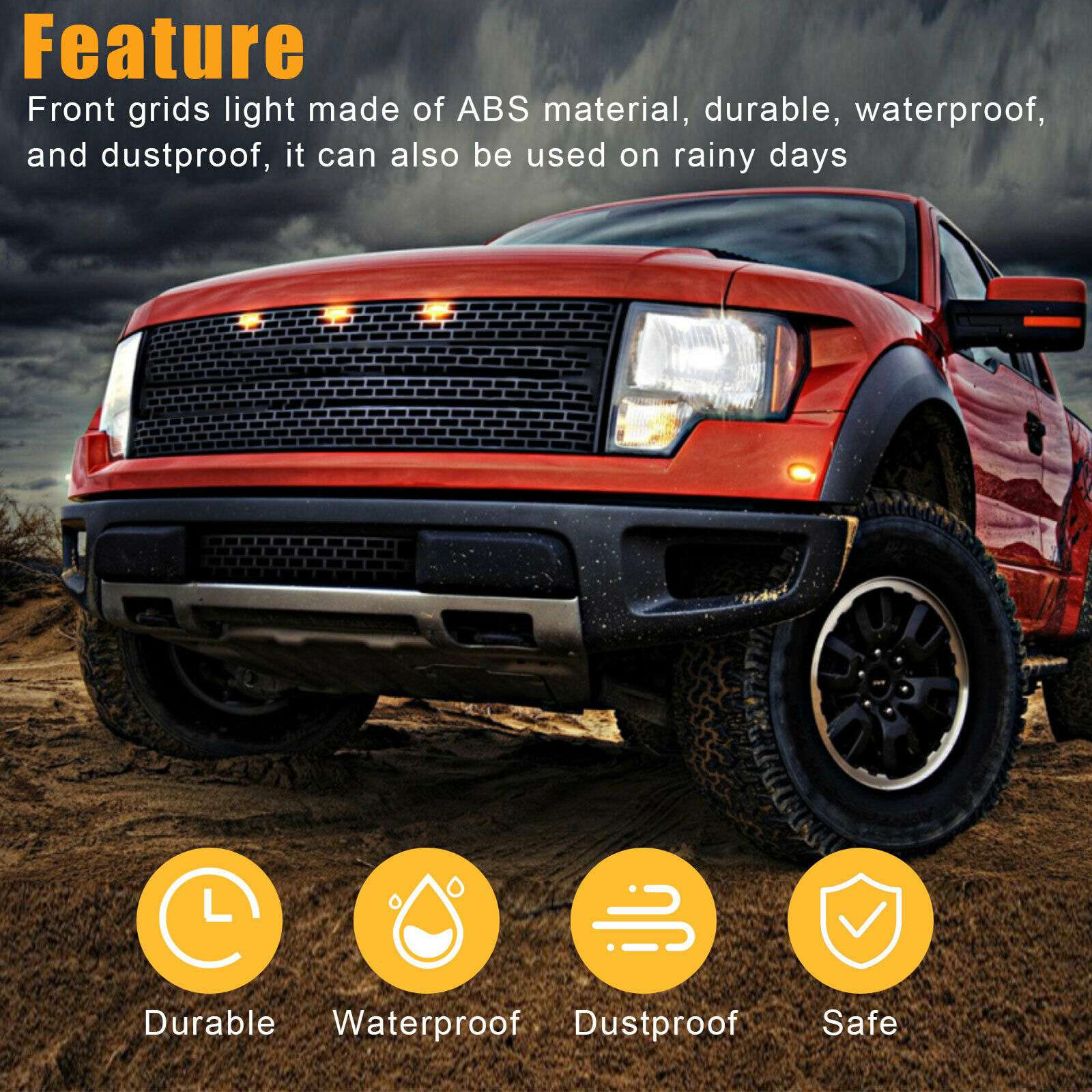 フォードF-150ラプター、モーションレンズウォーバーランプ用のLEDフロントグリルランニングライト、3x