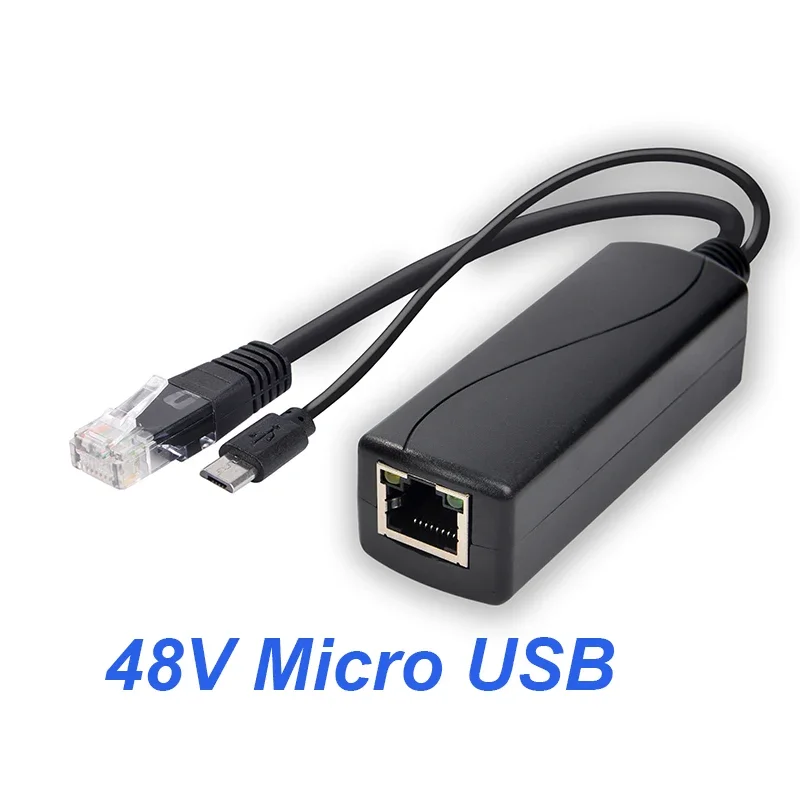 POE-splittervoeding voor Huawei, Hikvision, Bobcat, Raspberry Pi, Micro USB, Tpye-C BarrelJack, 48V tot 5V, 12V