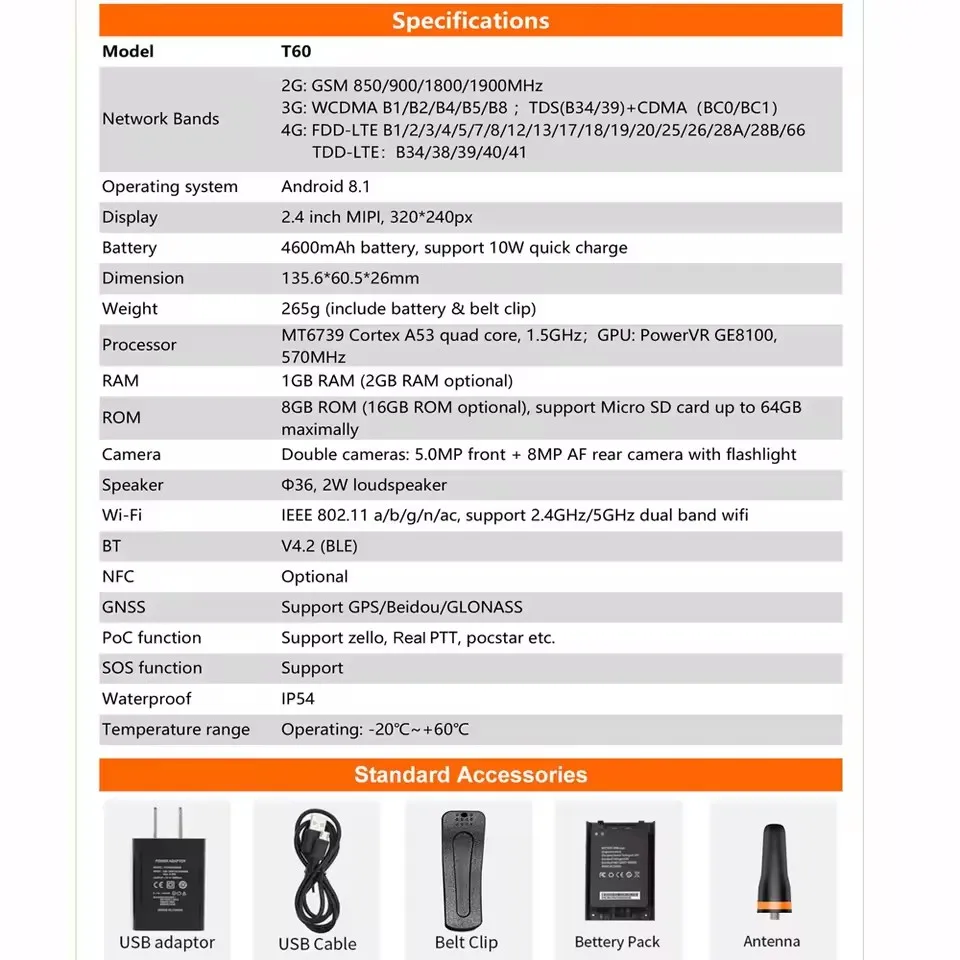 ANYSECU 4G-W2Pro Mạng 4G Phát Thanh N61 Android 7.0 LTE WCDMA GSM WIFI PTT Điện Thoại Di Động Làm Việc Với Thực ptt Zello