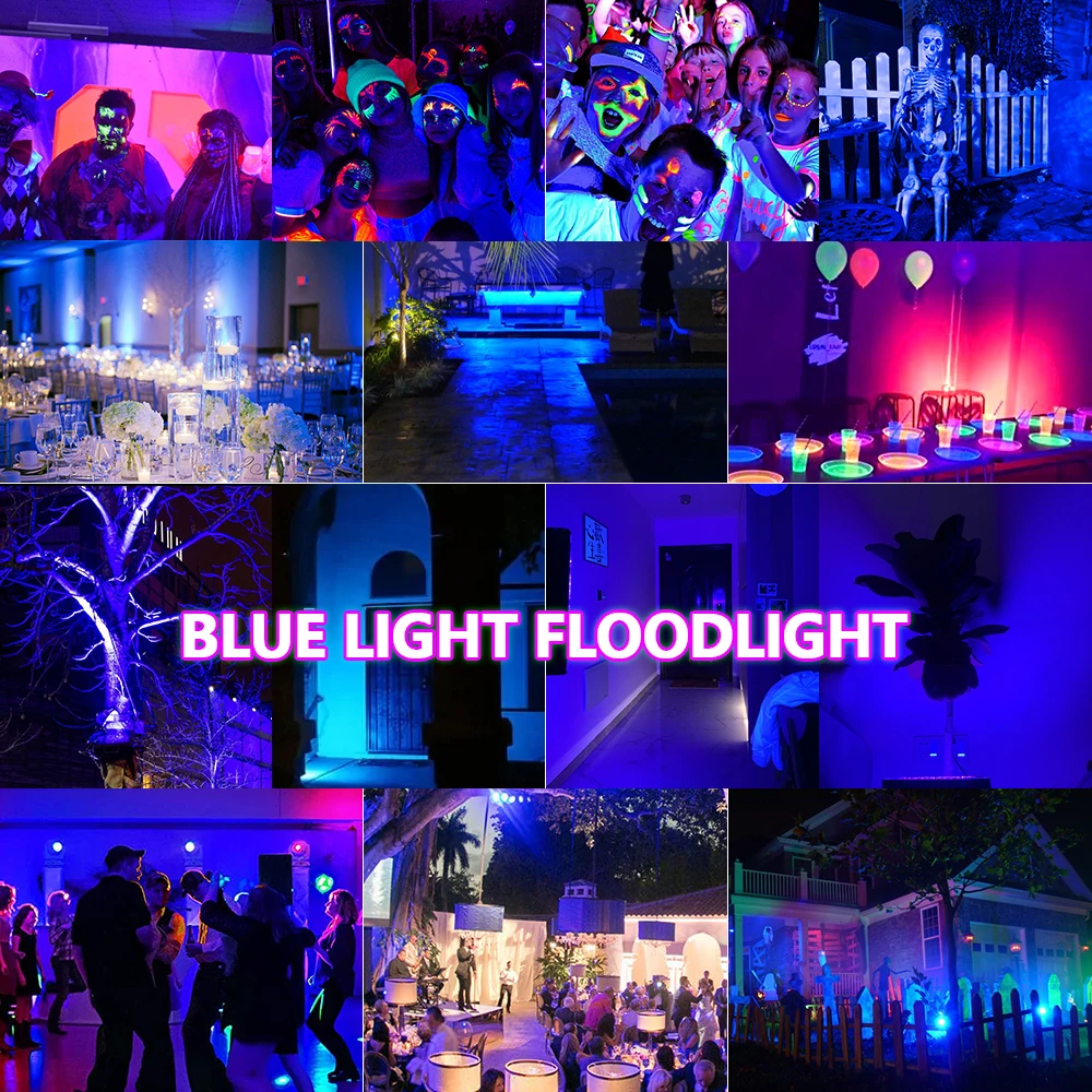 LED UV Floodlight 395nm 400nm 50W 100W 150W LED Stage Blacklight 220V Waterproof Ultraviolet Fluorescent Party Stage Backlight