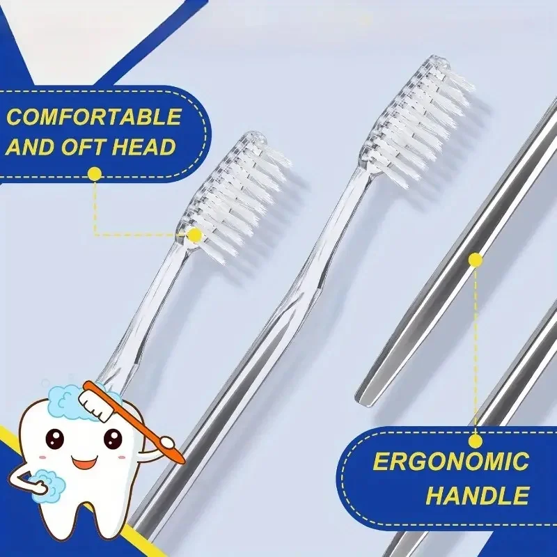 개별 포장된 일회용 여행용 칫솔 30개, 성인용 부드러운 헤어 세면도구, 캠핑, 호텔 손님(실버)
