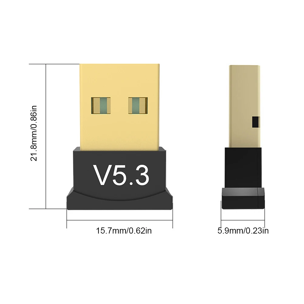 USB Bluetooth-Compatible 5.3/5.1 Adapter Support Windows 11/10/8.1 Music Receiver Adapter for Computer PC Laptop Earphone