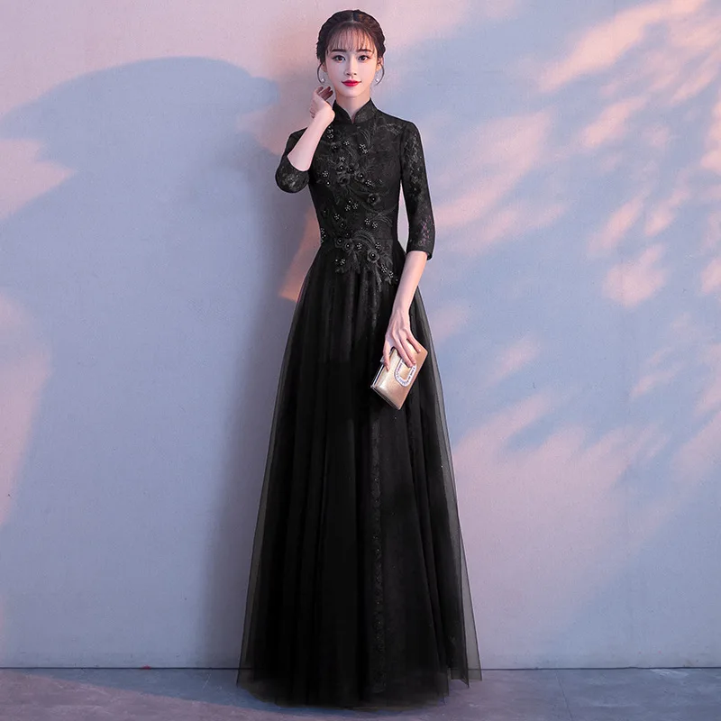 Otoño nuevo anfitrión elegante ambiente digno princesa banquete vestido adelgazante
