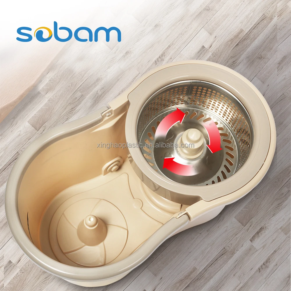 Sobam Free Hand Washing Telescopic Rod 360 Degree Rotating Rotatable Adjustable Cleaning Mop Bucket
