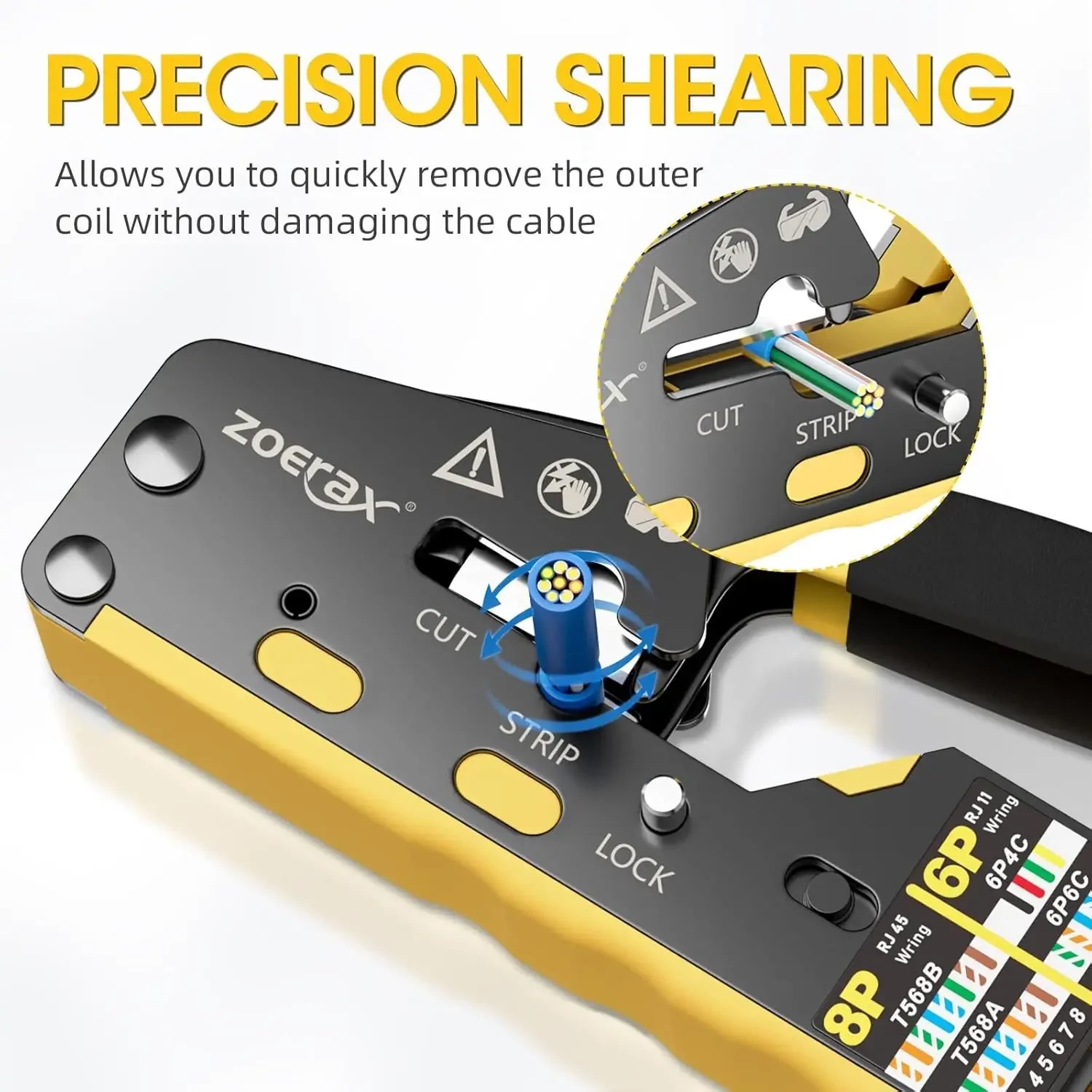 Обжимной инструмент RJ45 Проходной обжимной инструмент Ethernet для разъемов RJ45 Cat6 Cat5 Cat5e со сменным лезвием