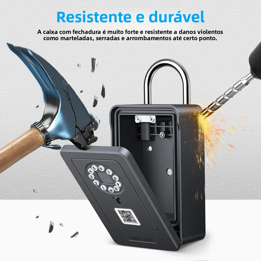 Camluxy caixa de chave inteligente impressão digital armazenamento seguro chave bloqueio 6 código senha digital segurança lockbox código combinação cartão ic desbloquear