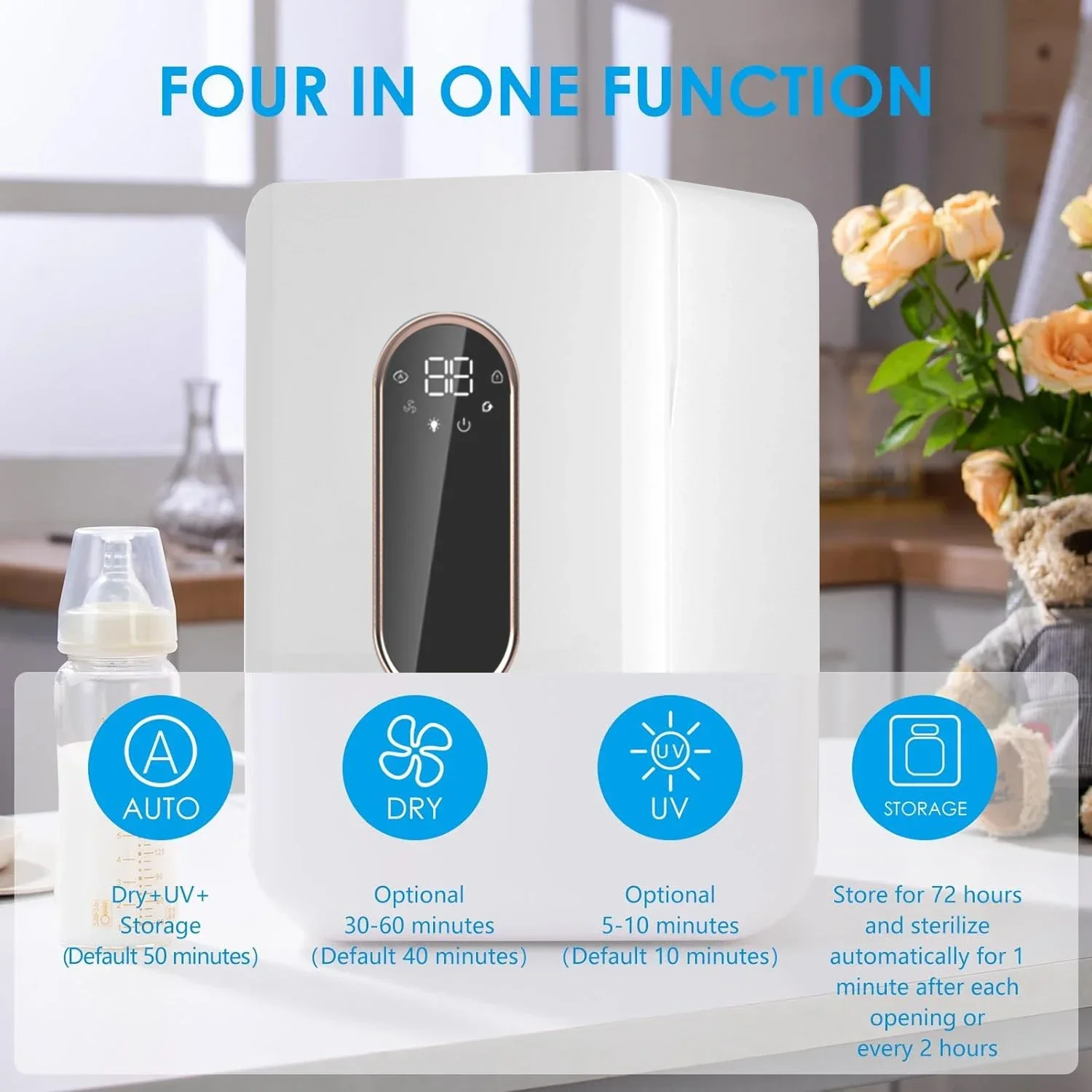 赤ちゃん用の授乳用ボトル,UVライト,乾燥機,家族全員用のUV-Cランプ,大容量,タッチコントロール付き