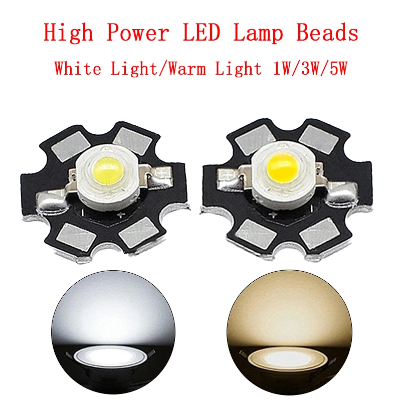 Cuentas LED de alta potencia de 1W, 3W, 5W, espectro completo, blanco puro/cálido con estrella negra de 20mm, disipador de calor PCB, sustrato de aluminio, luces DIY