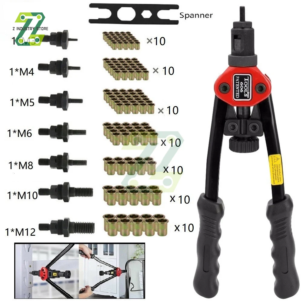 リベットガンツールハンドリベット交換可能マンドレル挿入ねじナットリベット掘削リベットツールM3-M12スペアパーツ