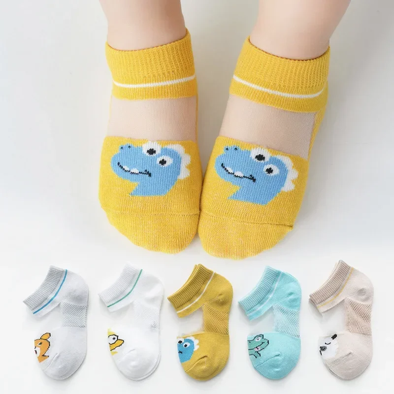 5 paia di calzini estivi sottili per ragazzi e ragazze, cartoni animati, carini, per studenti di moda, per bambini, tutto, calzini traspiranti in rete di pizzo