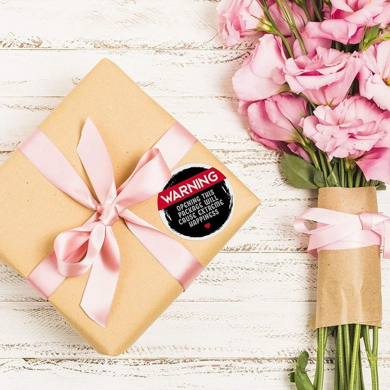 120 peças etiquetas adoráveis de aviso de felicidade extrema preto e rosa 1.5 polegadas obrigado embalagem adesivos embrulho de presente selo de envelope