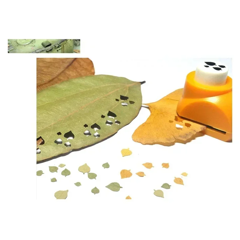 Cortador de papel com padrão de folhas 4 em 1, modelo em miniatura, fabricante de folhas, mesa de areia, ferramenta de modelagem de cena, mini perfurador para scrapbooking