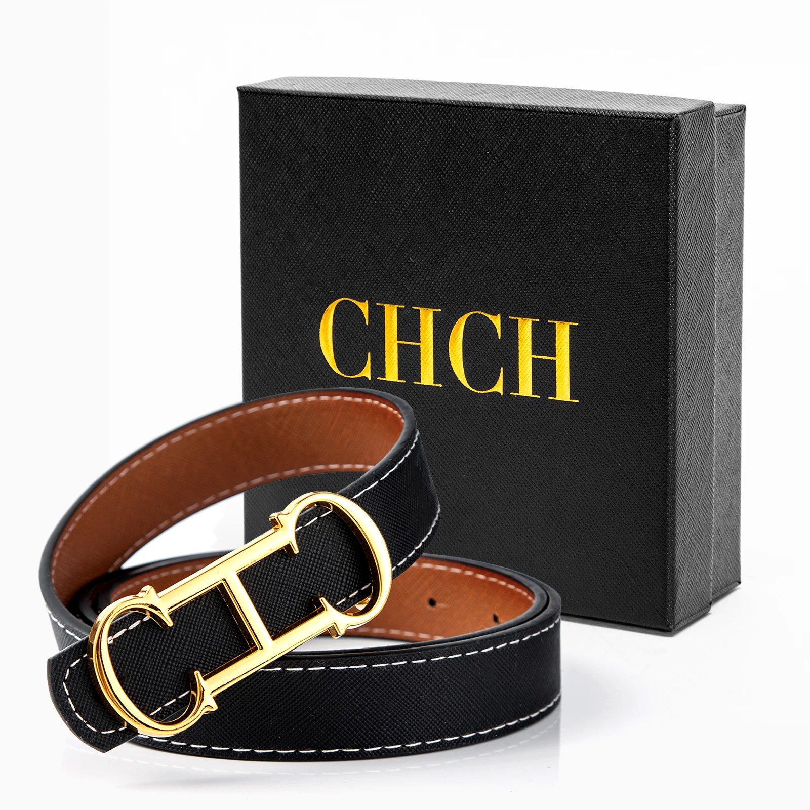 CHCH-Cinturón de cuero de doble cara para mujer, aleación, nuevo diseño de lujo, pantalones vaqueros decorativos a la moda, cinturón decorativo Retro
