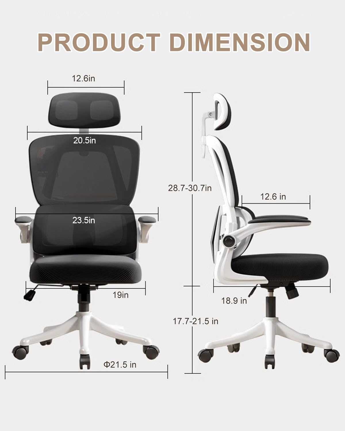 Home Office Chair Work Swivel Chairs with Wheels, Breathable Mesh Back Gaming Chair Adjustable Headrest