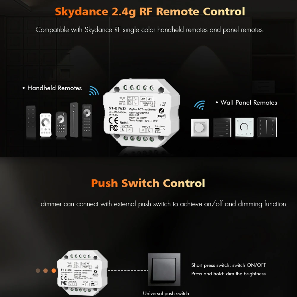 Tuya Smart Life Zigbee Controller AC Triac LED Dimmer light Switch  Module 220V 110V 230V Works with Alexa Google Home Yandex