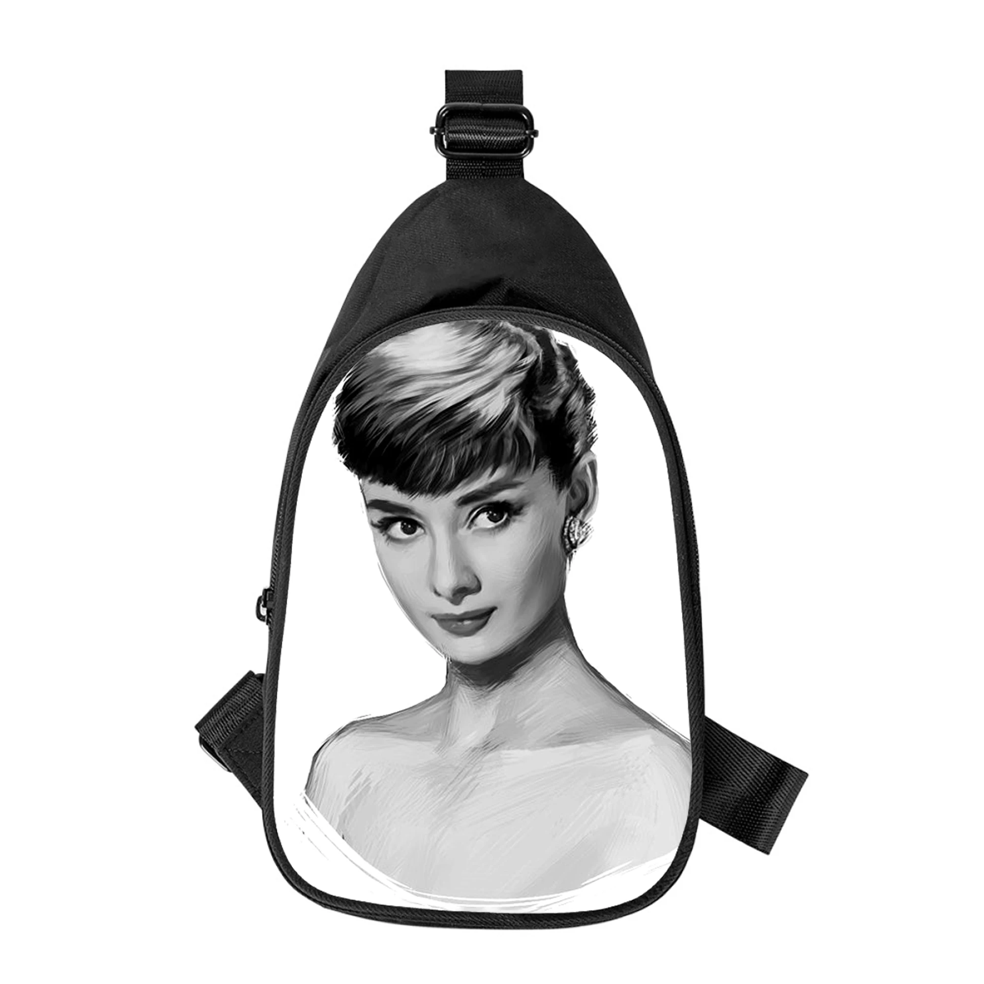 Audrey Hepburn 3D-Druck neue Männer Kreuz Brusttasche diagonal Frauen Umhängetasche Ehemann Schule Hüft tasche männliche Brust packung