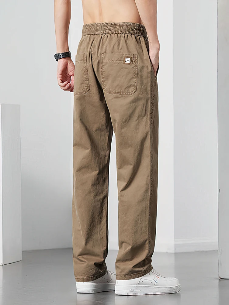 Gerade Casual Cargo Hosen Männer Breites Bein Braun Lange Cargo Business Arbeit Hosen Kordelzug Baggy Jogginghose Männlich