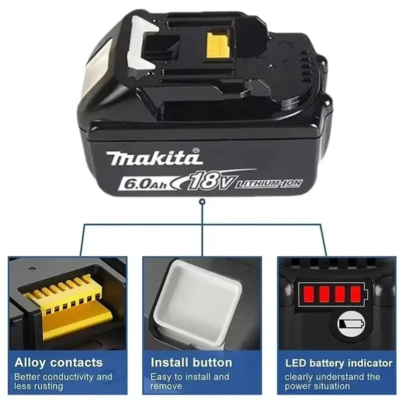 100% véritable Makita 6Ah/5Ah/3Ah pour batterie Makita 18V BL1840 BL1830B BL1850B BL1850 BL1860 BL1815 batterie au Lithium de remplacement