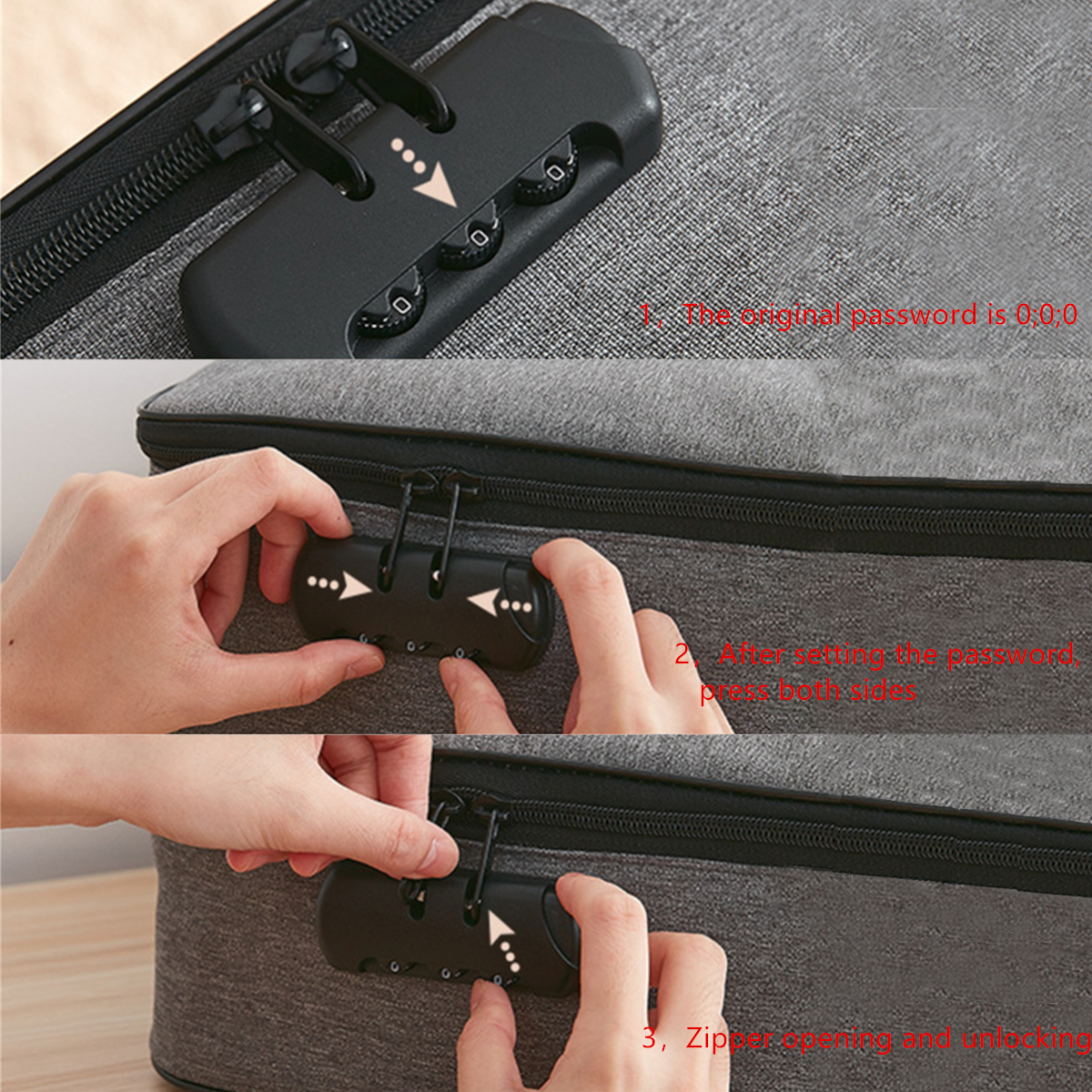 With password lock business trip card passport organizer travel accessory Multifunctional briefcase office document storage bag