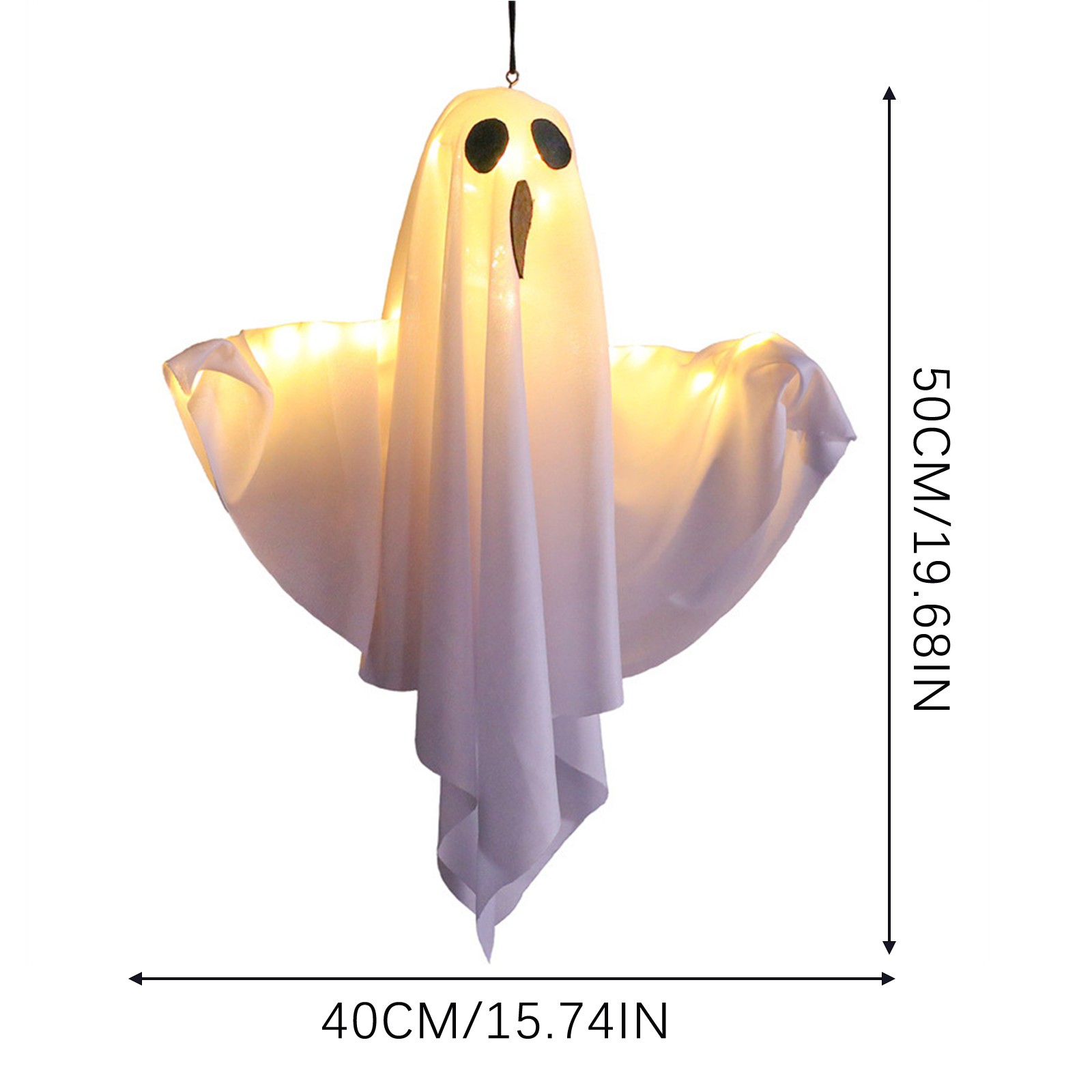 Halloween Ghost Hanging Decorations Halloween Hanging Light Up White Flying Ghosts Tree Window Wall Scary Ornament 50X40cm