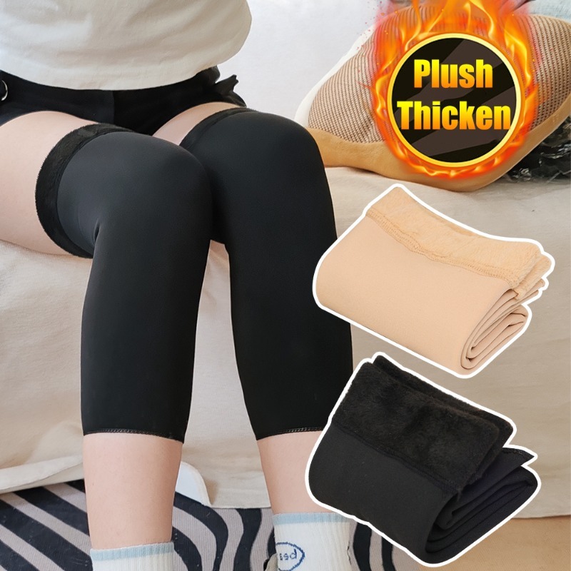 Rodilleras gruesas para hombre y mujer, calentador de rodilla suave y ligero para piernas frías, protección de piernas, manga de calor elástica, moda de invierno