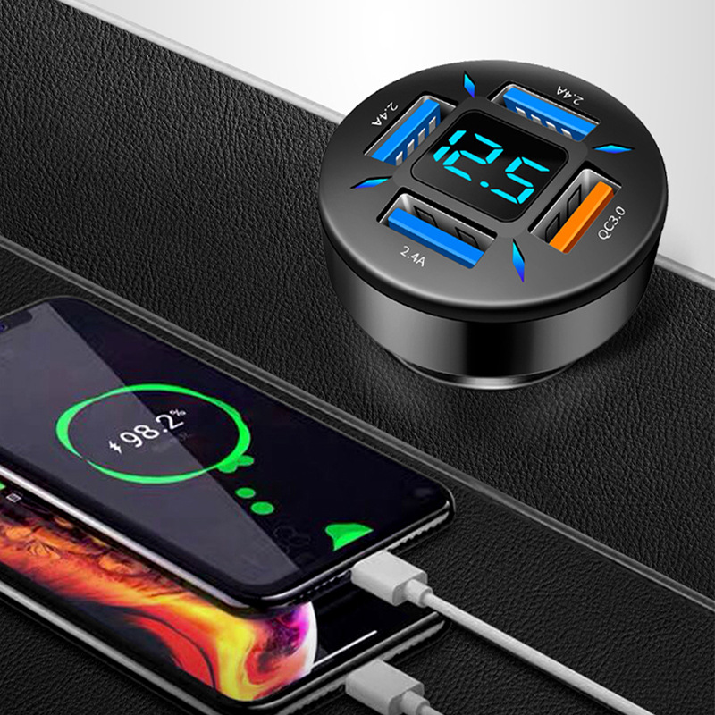 カーチャージャー急速充電シガレットアダプター4ポートusb a usb c急速充電電話充電器iphone xiaomi用