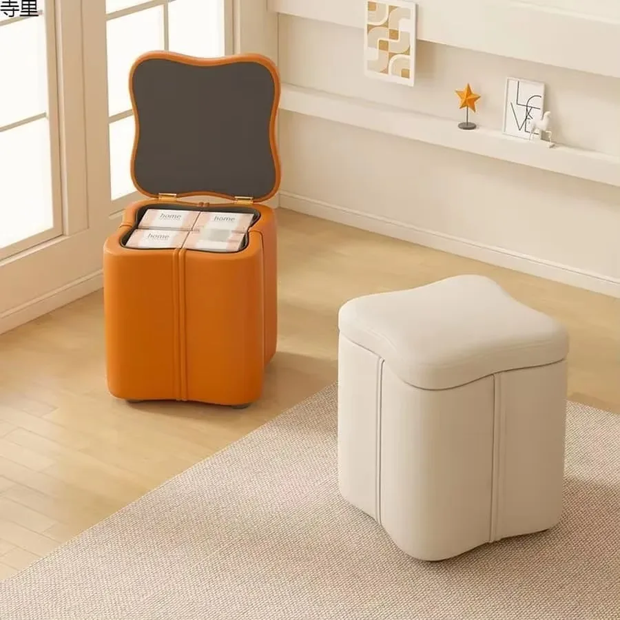 Taburetes de tocador, ropa de cuero sin brazos, sillas de entrada, taburetes de almacenamiento, reposapiés para sala de maquillaje, taburete de tocador para sala de estar