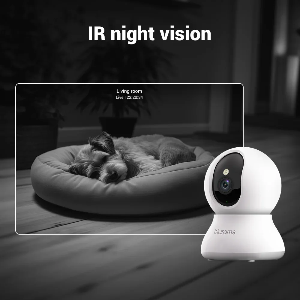 Telecamera di sicurezza interna Blurams da 2 pezzi 2K, telecamera di sicurezza domestica per cani/anziani, telecamera di sicurezza con aggiornamento chiamate one-touch A31S-2pc