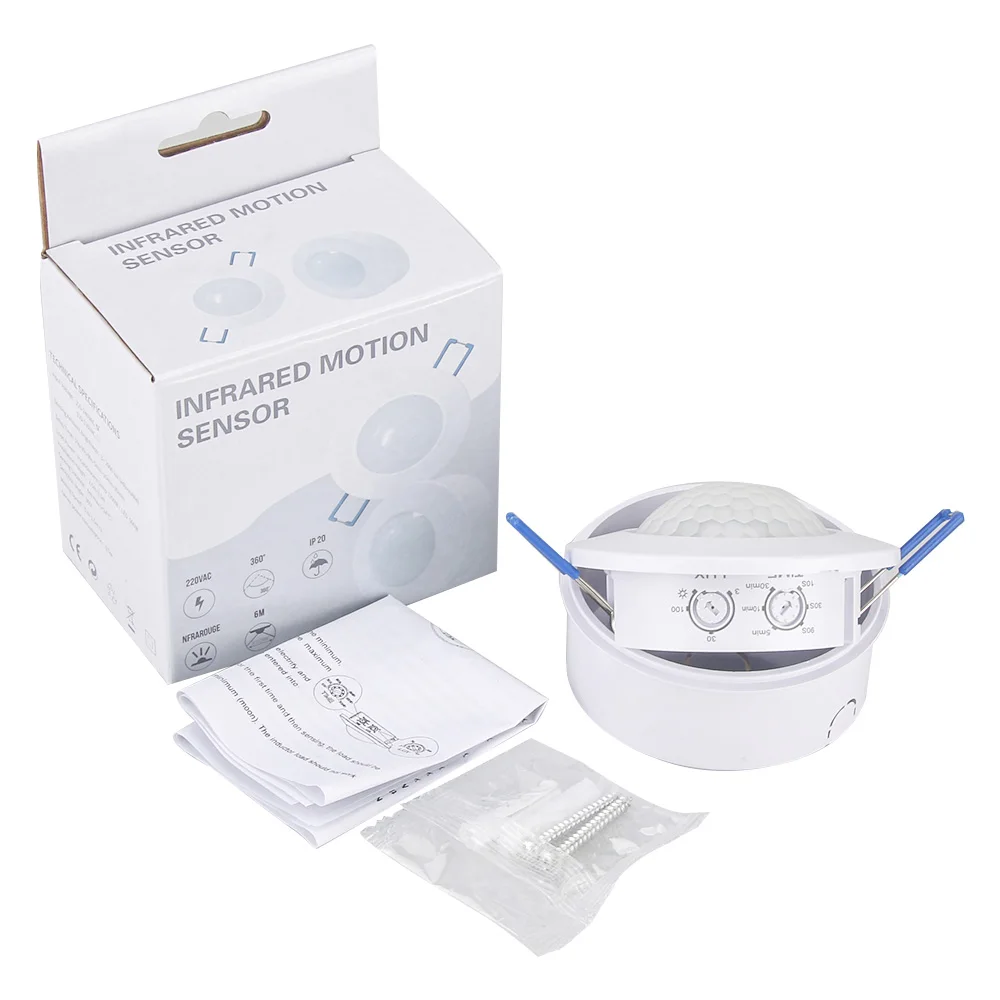 Infrared Motion Sensor Mini Ceiling PIR Body Motion Detector Adjustable Lamp Light Switch for Home Security 220-240V