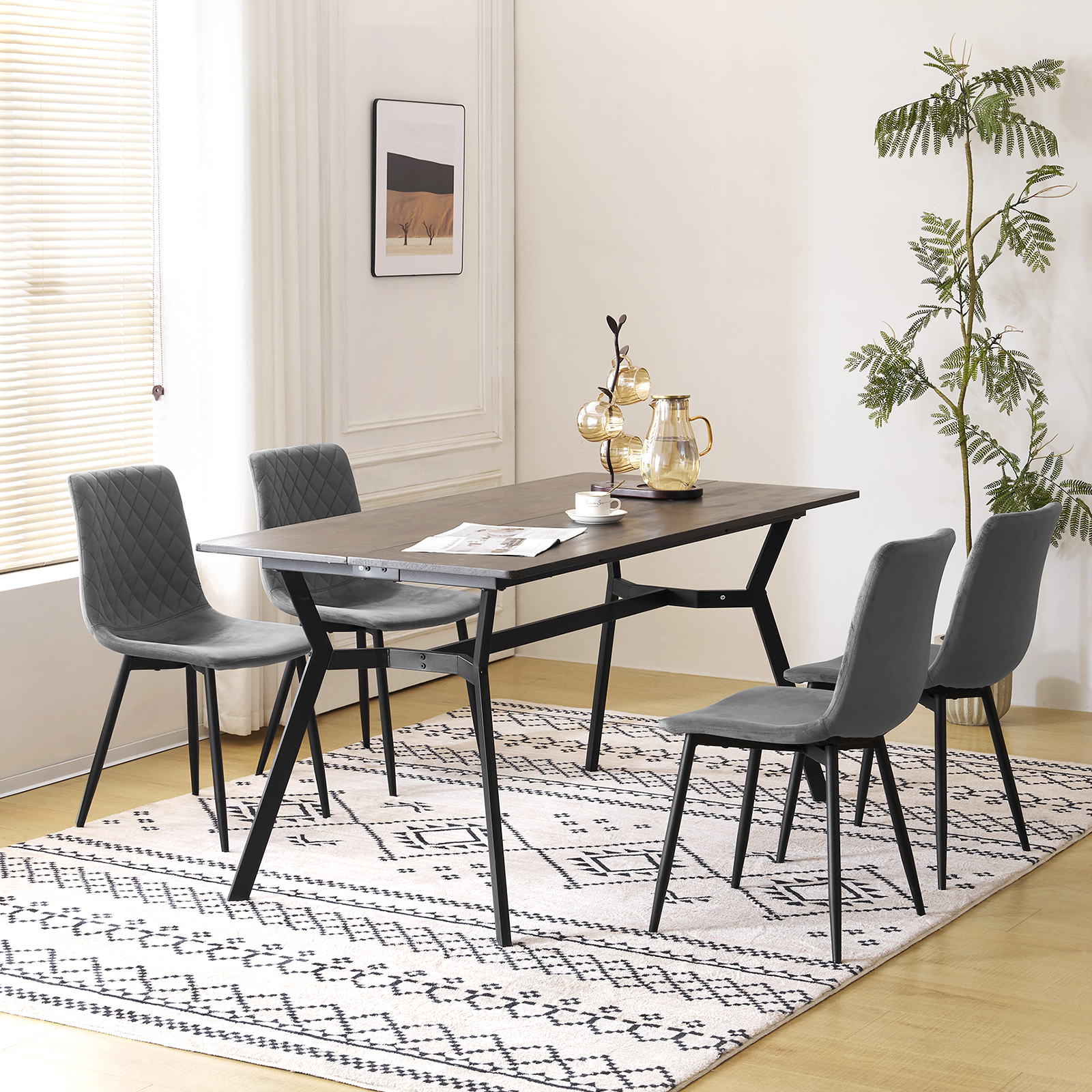WOLTU 4 pezzi/set sedia da pranzo in velluto sedia da cucina scandinava con schienale imbottito sedia da trucco per soggiorno ristorante