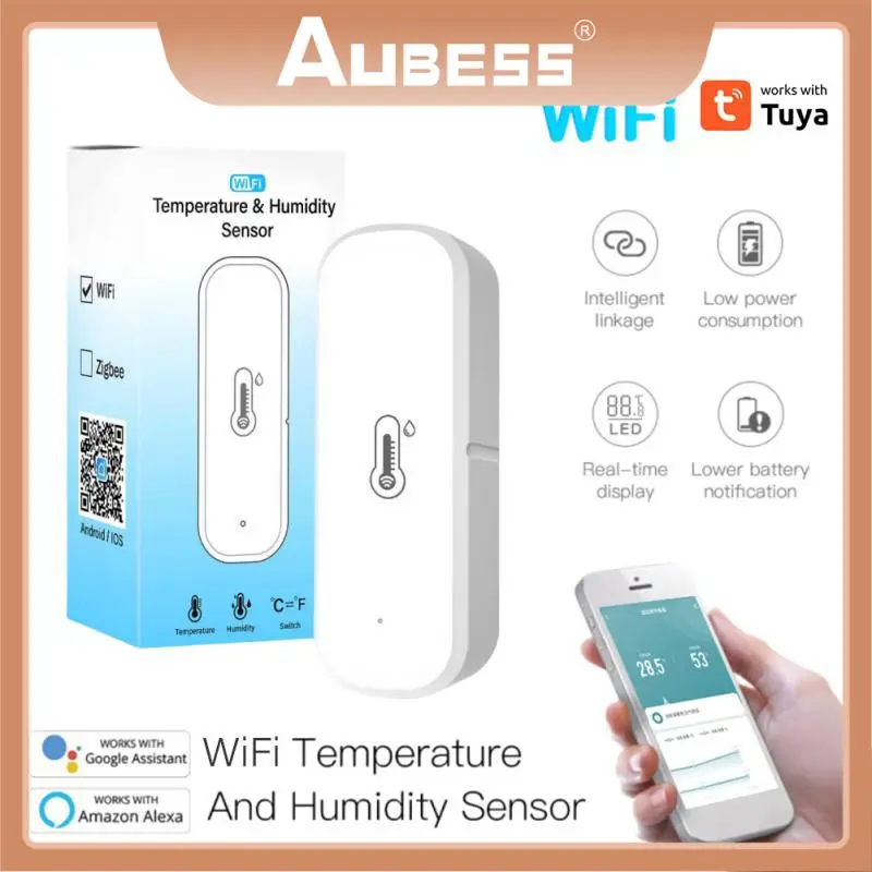 Sensor inteligente de temperatura y humedad Tuya Wifi, alarma de batería baja, Control remoto en casa inteligente, Alexa, Google Home, Smart Life, 1 ~ 10 Uds.