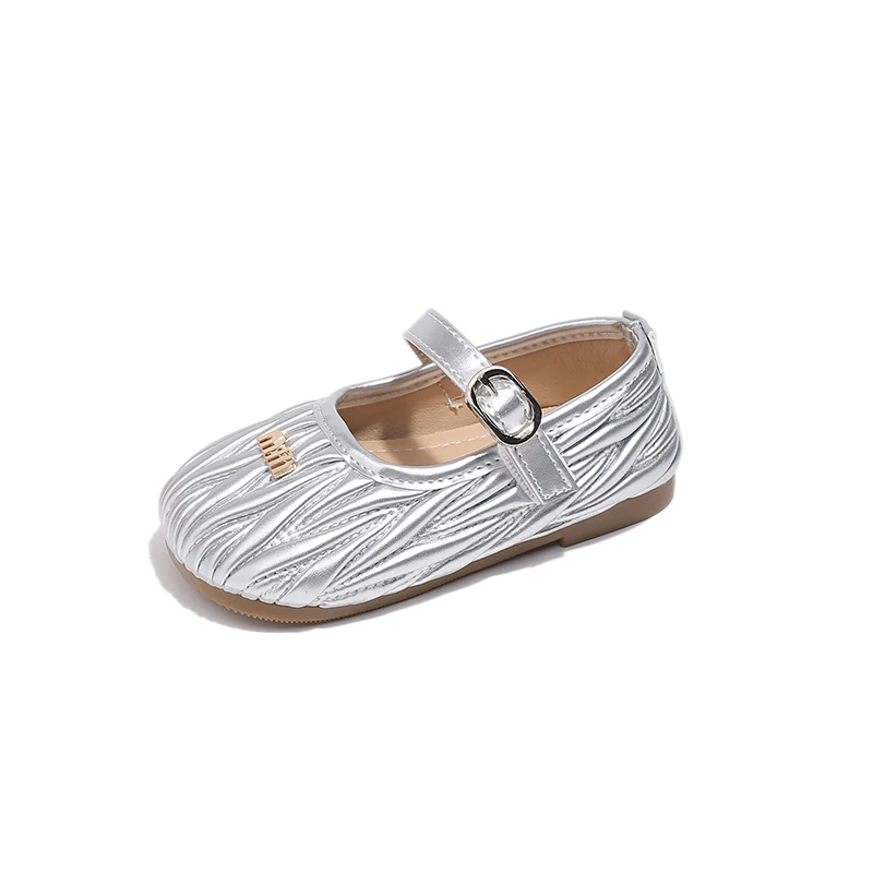 2024 ฤดูใบไม้ผลิฤดูใบไม้ร่วงสาวใหม่ขนาดเล็ก PU รองเท้าหนังเด็กนุ่ม soled รอบ Toe Loafer One-Foot Casual Flats