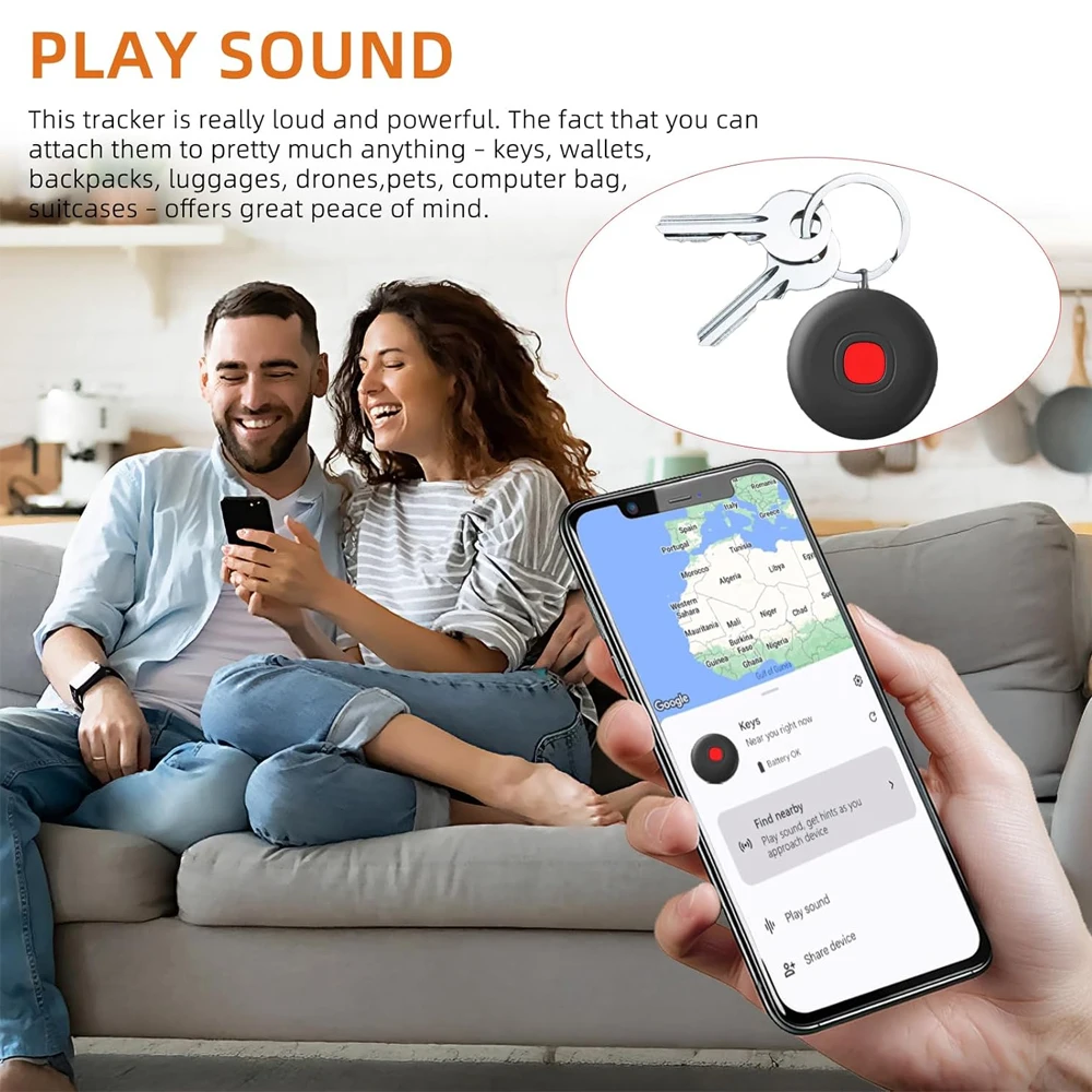 Mini-Smart-Bluetooth-GPS-Tag für Android-Telefone, unterstützt Google Find My Device, Diebstahlschutz-Tracker für Fahrrad/Haustier/Gepäck, tragbar