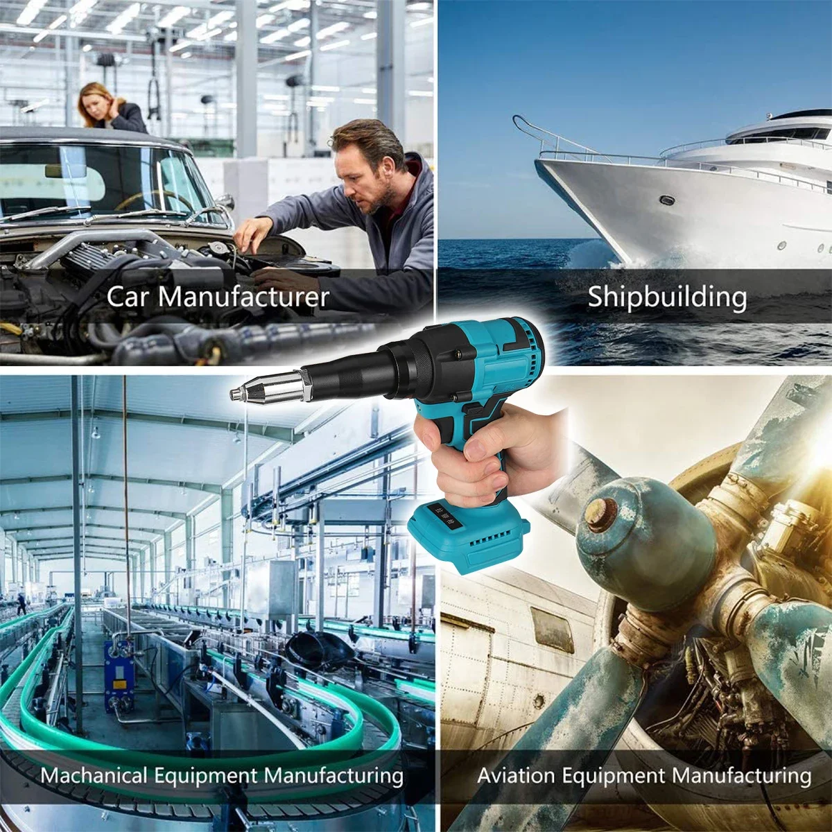 Cordless Electric Rivet Gun Rivet Nut Gun Drill Insert Nut Pull Riveting Tool 2.4-4.8mm With LED Light For Makita 18V Battery