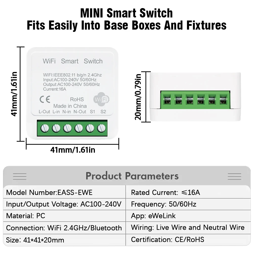 eWeLink 16A 2-сторонний мини-Wi-Fi умный выключатель модуль голосового беспроводного управления для умного дома приложение eWeLink Alexa Google Home