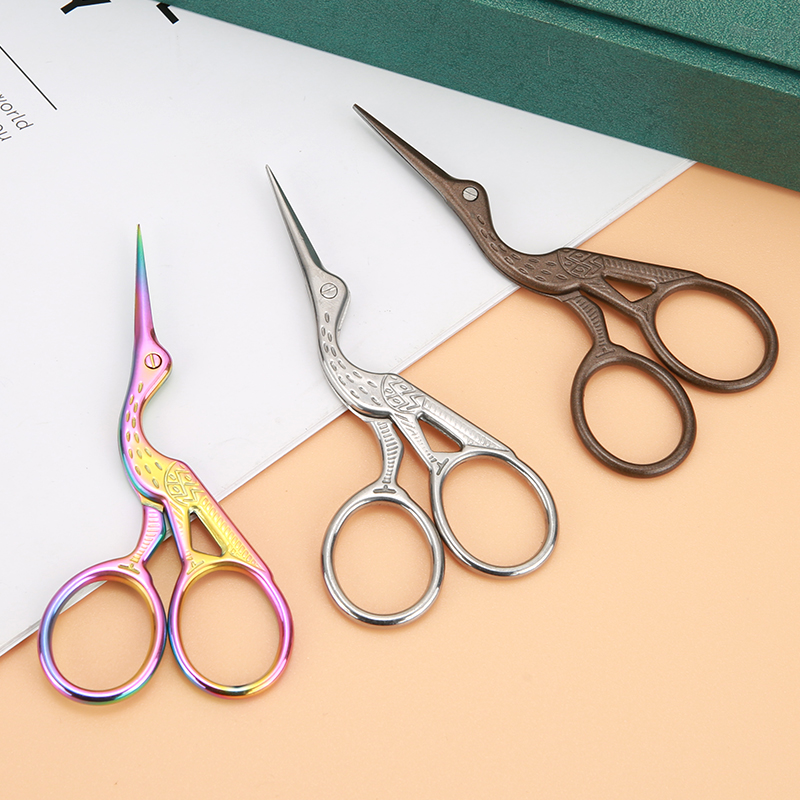 Stickschere, Regenbogen-Storchschere, Edelstahl, kleine Bastelschere, Schneiderschere zum Sticken und Nähen