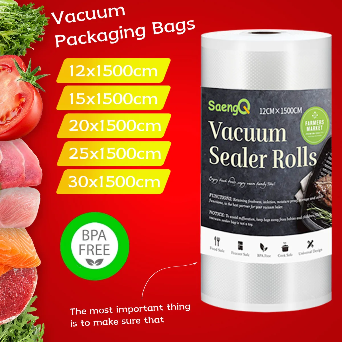 Vakuum-Kompressionsbeutel, einseitige Netzwurst, konserviertes Fleisch, Kunststoff-Konservierungsbeutel, Lebensmittel-Vakuumverpackungsbeutel, 1-teilig