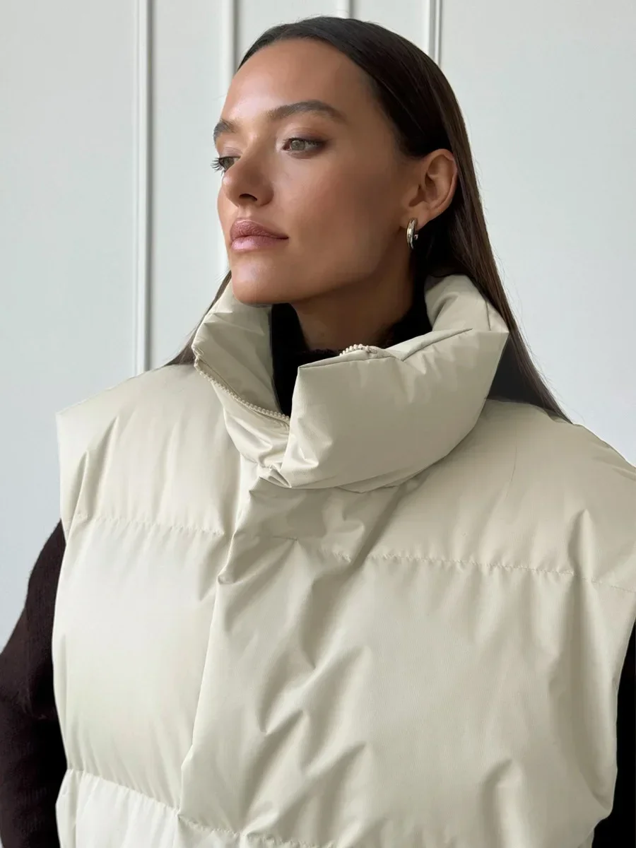 Wolfeel-Chaleco de algodón para mujer, chaqueta gruesa, cálida, holgada e informal, sin mangas, para Otoño e Invierno