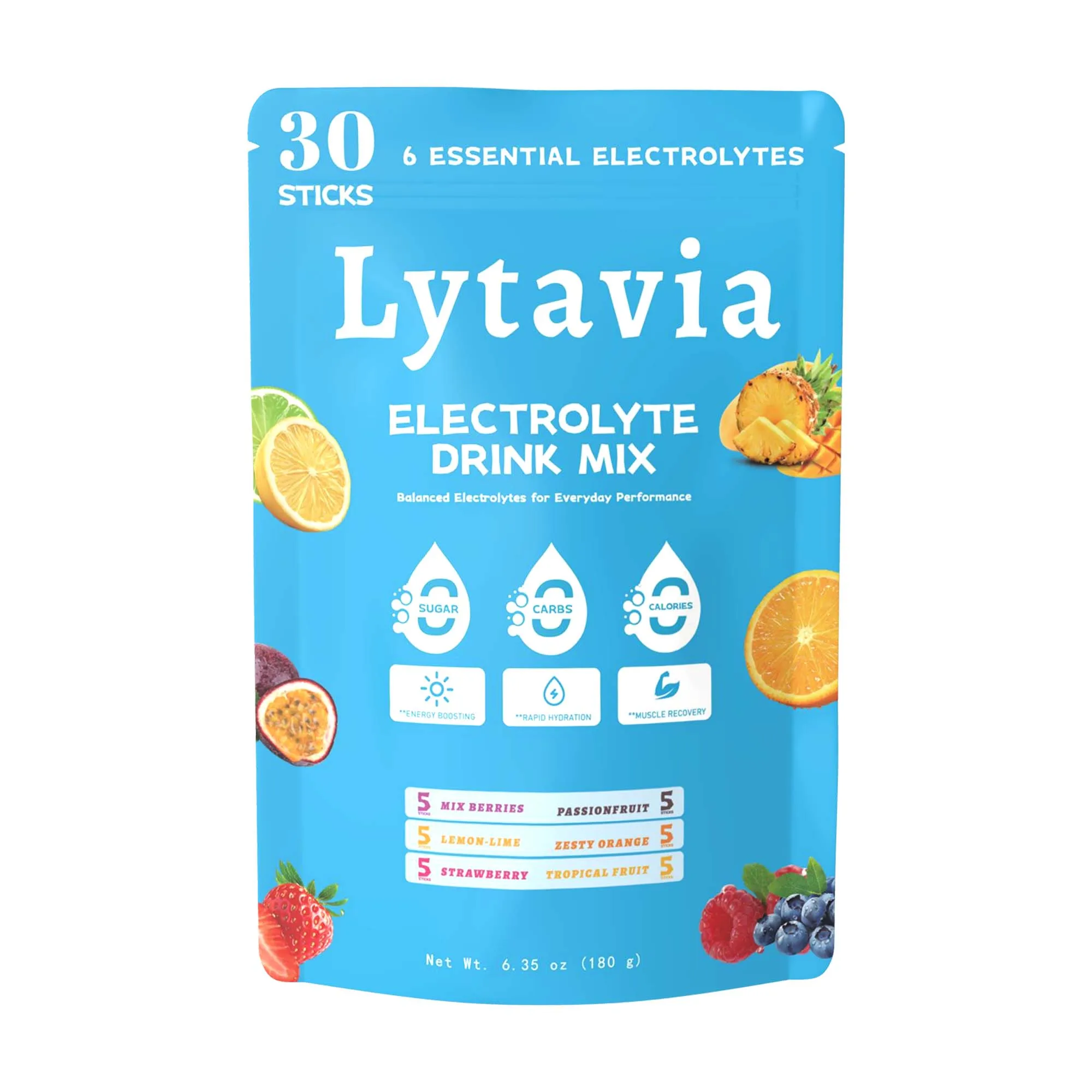 Electrolyte powder sugar free and 0 calories, electrolyte beverage mixture, multiple water supplement package, 180g, 6.35oz