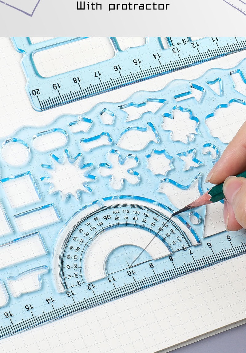 Multi Shaped Plastic Ruler Painting Drawing Template Oval Geometric Template Curve Pattern Ruler Stationery Office Supplies
