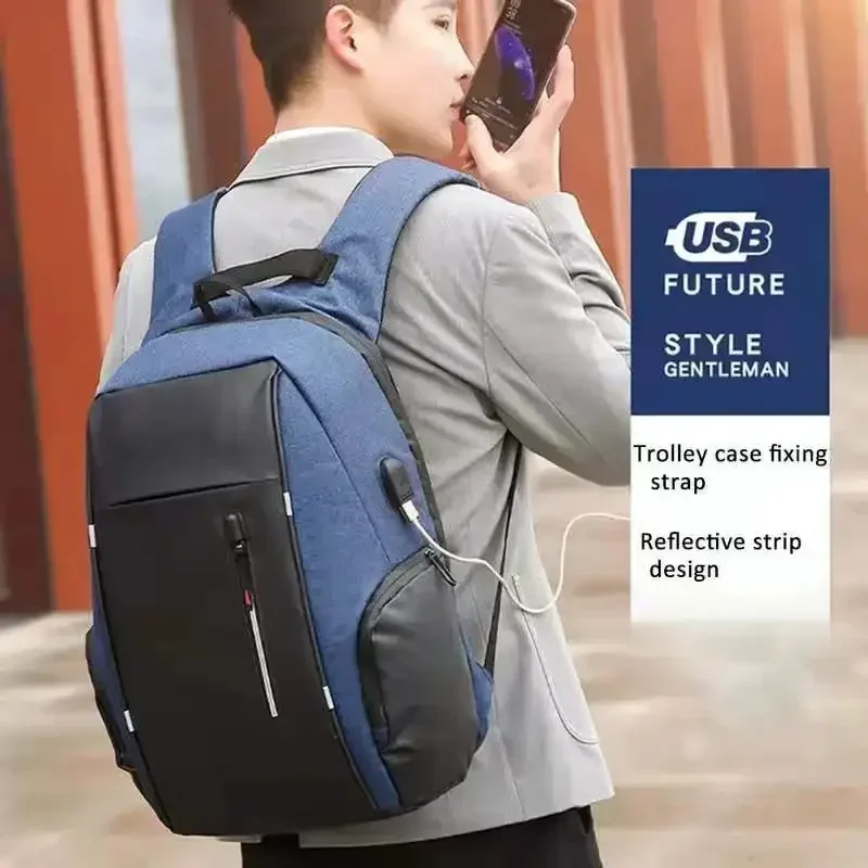 Mochila 2024 para hombre con carga USB, resistente al agua, para ordenador portátil de 15,6 pulgadas, informal, Oxford, bolso de negocios para hombre, Mochila, mochilas para ordenador portátil
