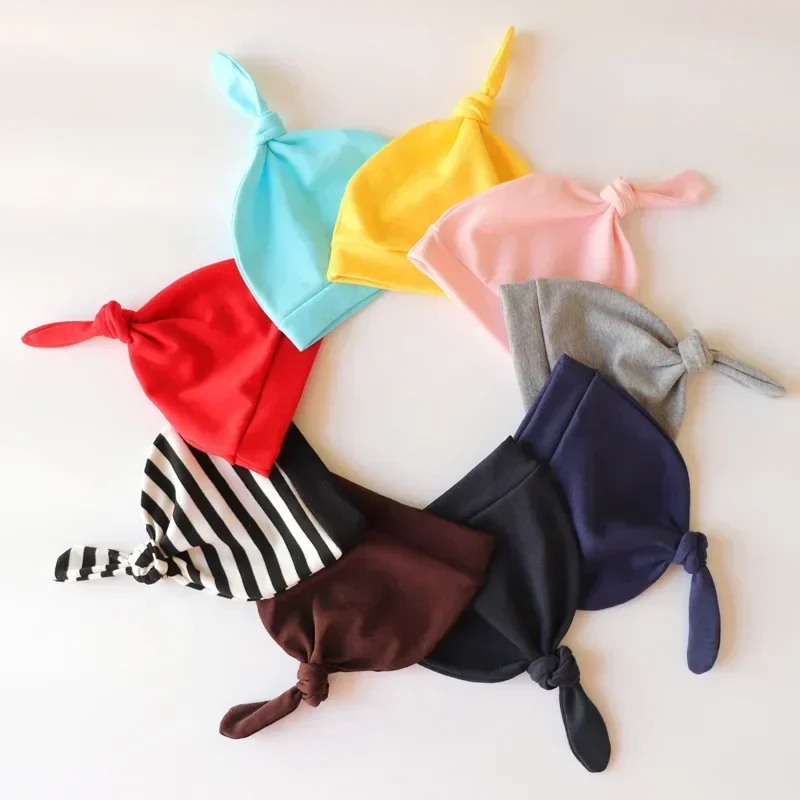 1 Chiếc Đồng Màu Nơ Handmade Trẻ Sơ Sinh Nón Mềm Mại Thân Thiện Với Da Bé Gái Mũ Thời Trang Sơ Sinh Mũ Quần Áo Trang Trí