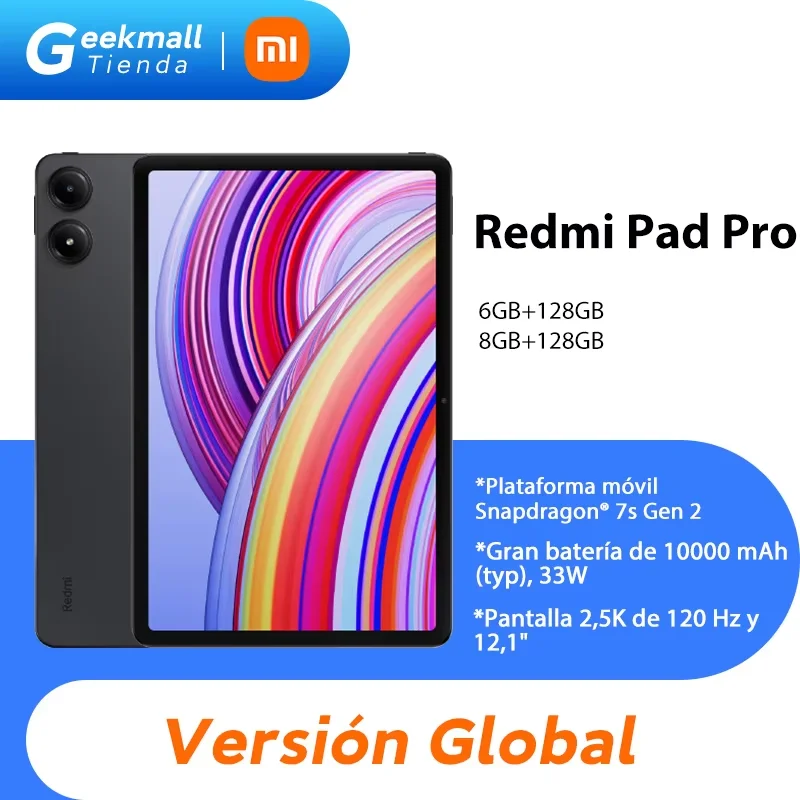 Globale Version Redmi Pad Pro Tablet Snapdragon® 7s Gen 2 Mobile Plattform Xiaomi HyperOS 10000mAh Große Batterie 33W Schnellladegerät