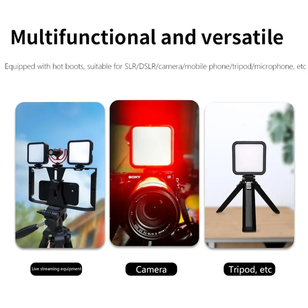 Mini RGB Hot Shoe Fill Light, LED Portable Atmosphere Lamp for Live Photography, Mobile Camera with Adjustable Pocket Lights
