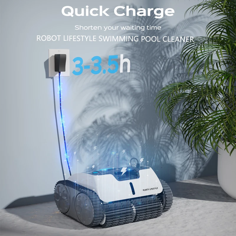 Robot aspirador inalámbrico para piscina, batería de litio recargable, 8600mAh, planificación de ruta, autoretención inversa automática