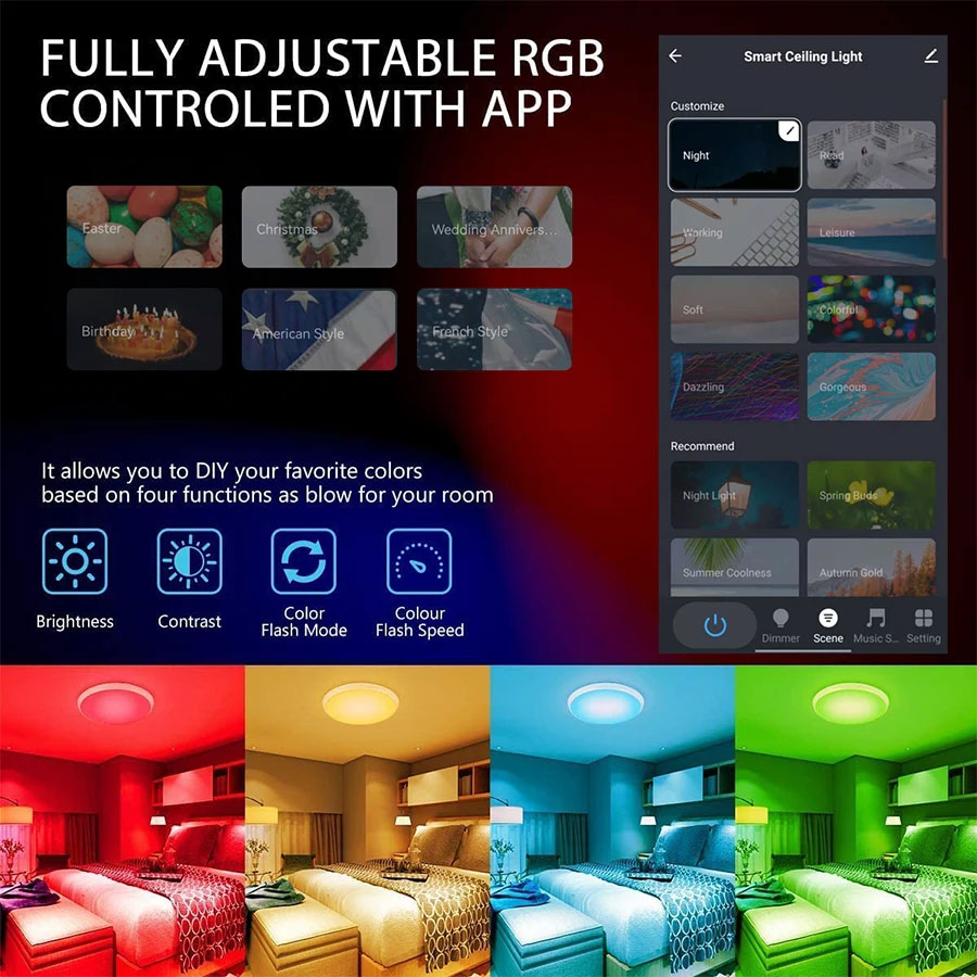 Tuya Smart WiFi BLE LED Decke Licht AC 220V 24W RGBCW Runde Decke Lampe Innen Beleuchtung APP Alexa geogle Hause Voice Control